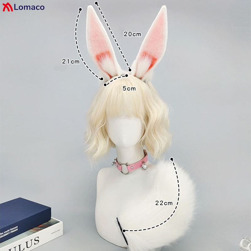 Bandeau oreilles de lapin en peluche, queue de lapin, Cosplay, coiffure de fête pour femmes, spectacle de bande dessinée, accessoires de Costume