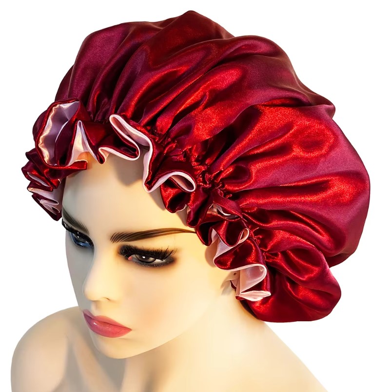 Bonnets en Satin Double couche à la mode, couleurs assorties, Bonnet de sommeil, couleur unie, chapeau pour cheveux de sommeil