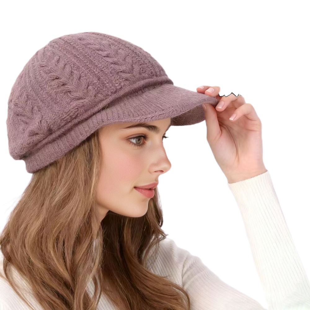 Béret d'hiver décontracté pour femme, épaissi, protection des oreilles, bonnet en laine tricoté, chaud, coupe-vent, pour le ski et les activités de plein air