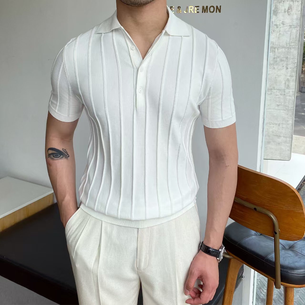 Nouveaux hommes d'été polos à manches courtes tricots col rabattu décontracté mince tricoté solide t-shirts hauts mode vêtements masculins