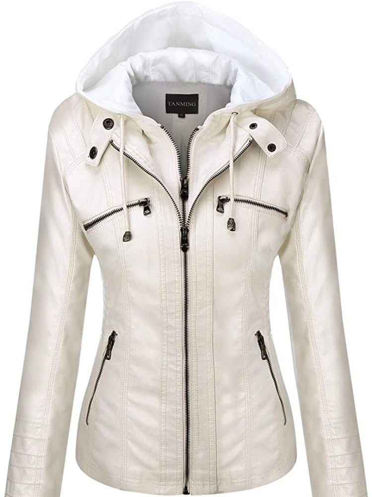 Veste en cuir à capuche ensemble deux pièces veste en cuir amovible de grande taille pour les femmes printemps automne vêtements d'extérieur femmes en cuir lavé Pu
