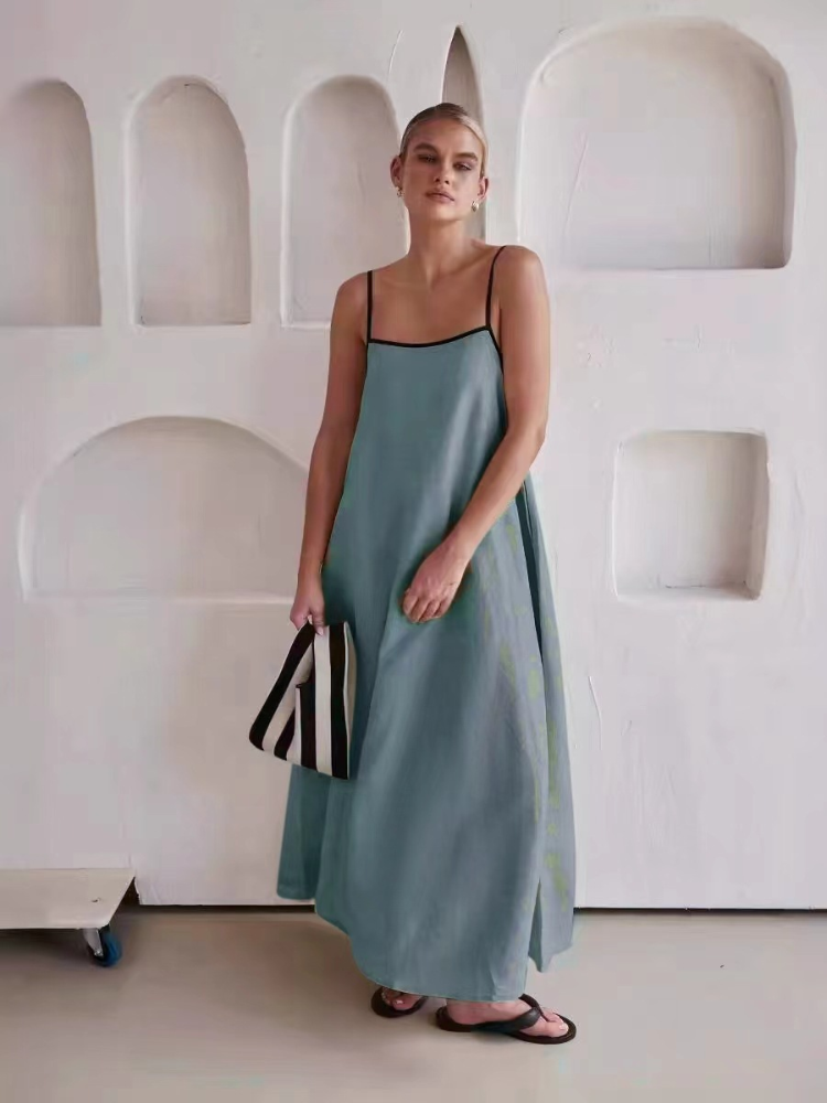 Robe caraco en coton pour femmes, robe de loisirs de vacances, simple, ventilé, ourlet large, été, printemps, documents d'abonnés à la mode
