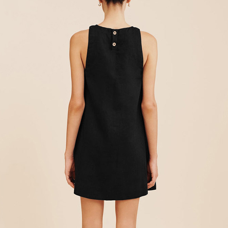 Robe élégante en coton et lin pour femmes, Mini robe d'été courte sans manches, plage, vacances, Streetwear, mode décontractée