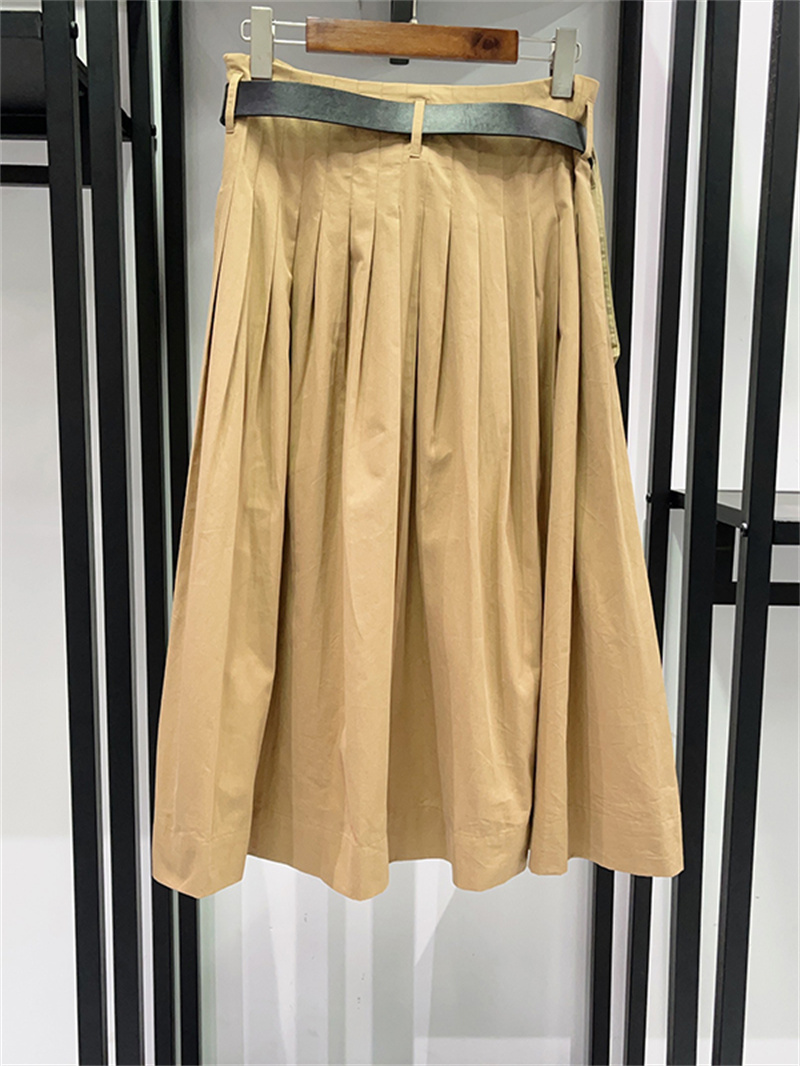 Jupe plissée taille haute pour femme, style français, avec ceinture détachable et pochette intégrée, design patchwork coloré, mode féminine