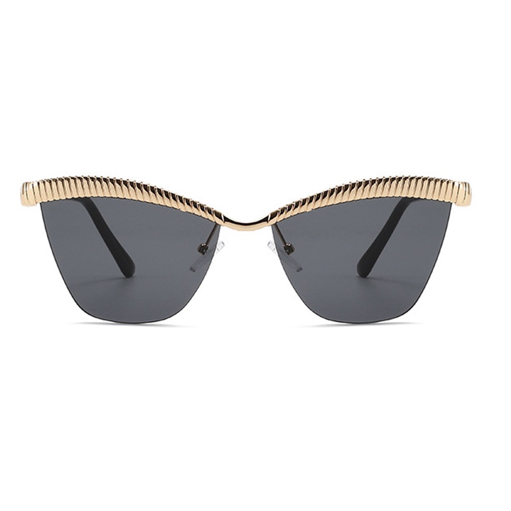 Lunettes de soleil œil de chat demi-cerclées uniques pour femmes, nouvelle marque tendance, en alliage, avec verres dégradés, pour la conduite