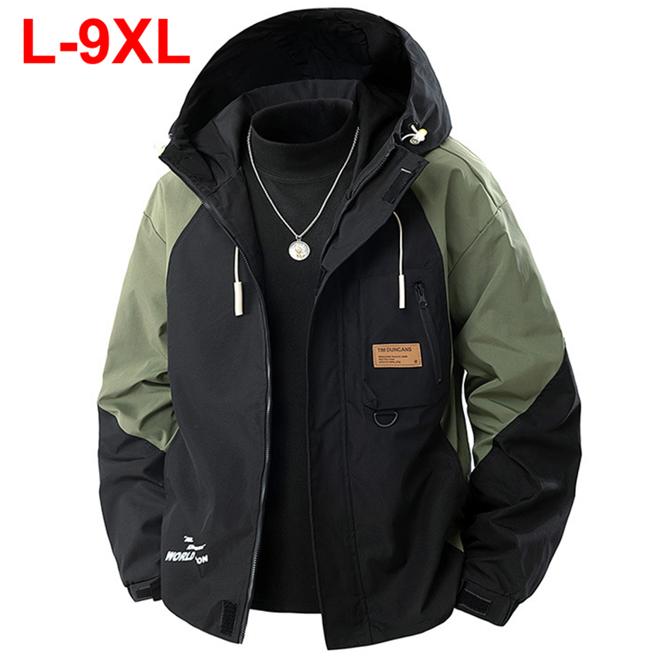 9XL grande taille hommes vestes à capuche coupe-vent printemps automne vestes décontractée ample pour homme grande taille 7XL 8XL vêtements d'extérieur