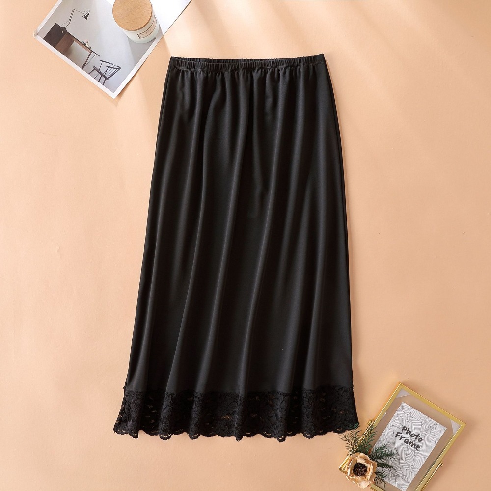 Mince glace soie Modal femme demi-longueur jupe dentelle Anti-pénétration sous-jupe Anti-éblouissement maille fleur intérieur jupe courte femmes