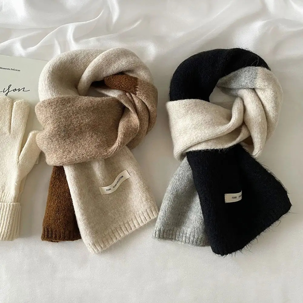 Écharpe tricotée monochromatique pour femme, foulard Skinny Bufanda, foulard de la présidence, fil de laine élastique, cachemire chaud, optique, mode hivernale