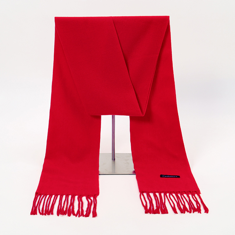 Écharpe en cachemire rouge pour femme, châles enveloppants avec pompon, Pashmina, jubilé, hiver, épais, silencieux, 2024