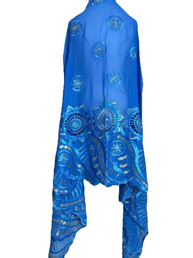 Nouveau Foulard Islamique Africain 2026 pour Femme, Turban Pashmina Tendance, Châle Brodé 100% Coton, Hijab de Prière et de Fête Musulman pour Femme