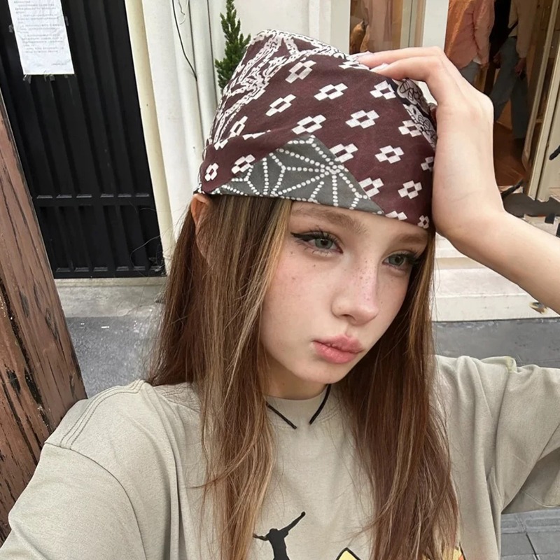 Mode rétro Style américain Patchwork Hip-hop Bandana Y2K femmes filles coton imprimé fleuri foulard élégant écharpe petites enveloppes