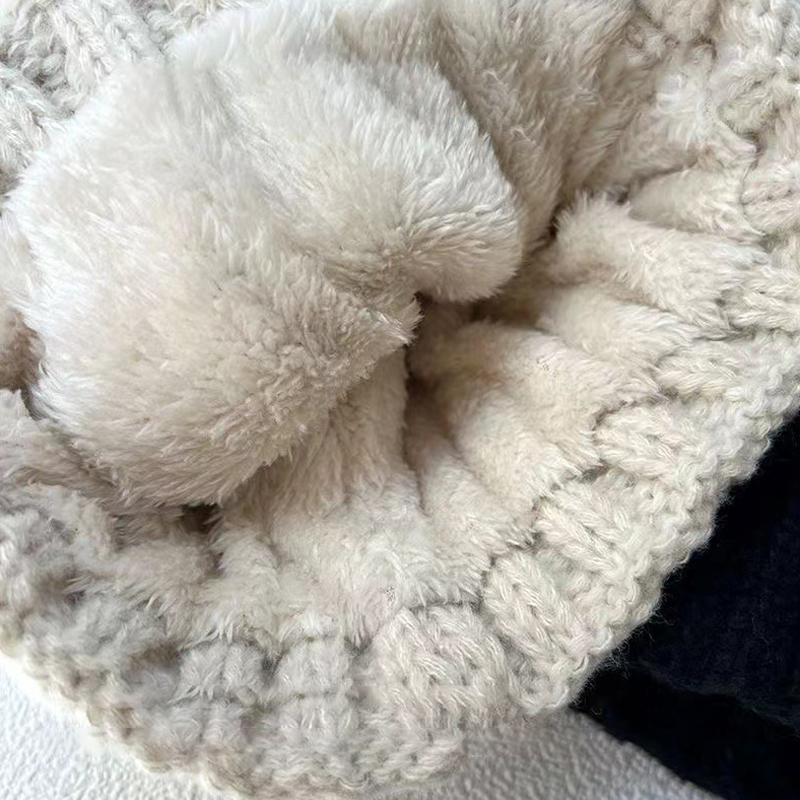 Femmes hiver tricoté bonnet chapeau fausse fourrure hiver chapeaux fourrure Pom chaud gros tricot crâne casquette mignon mode tricot bonnet