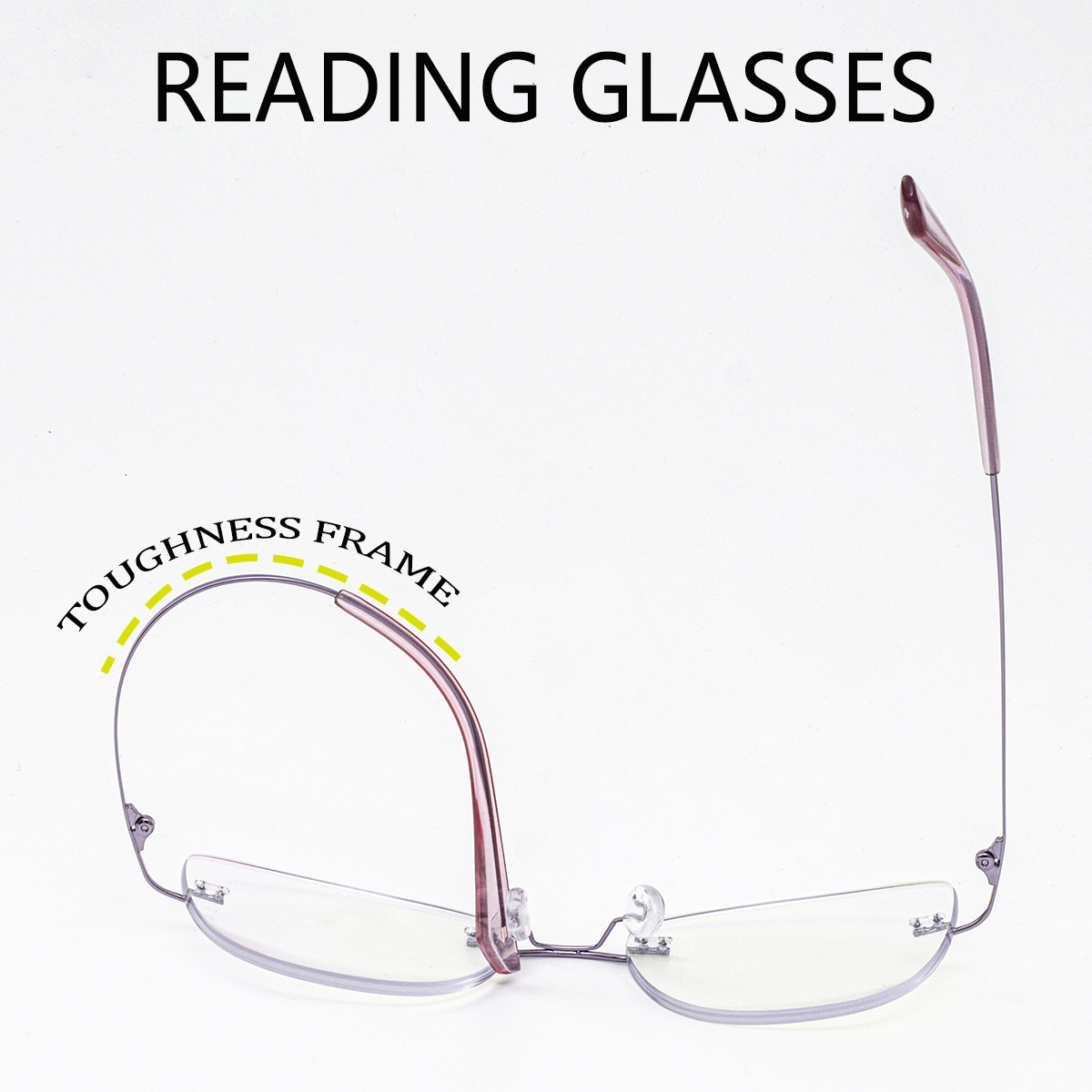 Lunettes de lecture œil-de-chat progressives multifocales pour femmes, avec revêtements roses et violets, monture sans cerclage, branches flexibles, confortables