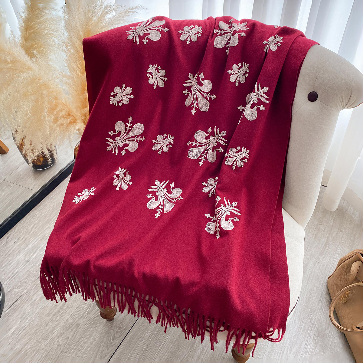 Nouveau Pashmina cachemire mélange Mujer Bufanda écharpe chaude Echarpes broder fleur Poncho Cape épais chaud Poncho foulard