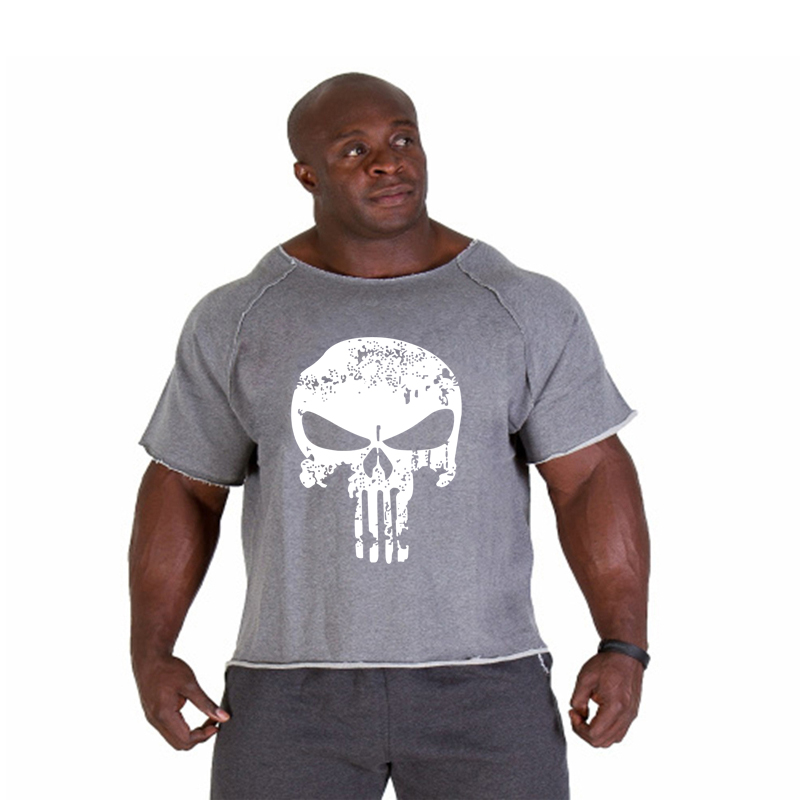 T-shirt Respirant en Coton Vintage pour Homme, Vêtement de Musculation, Gym, Course à Pied, Été