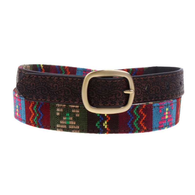 Ceinture florale sculptée de Style ethnique pour femmes, broderie colorée en cuir PU, accessoires Vintage, ceinture de marque de styliste