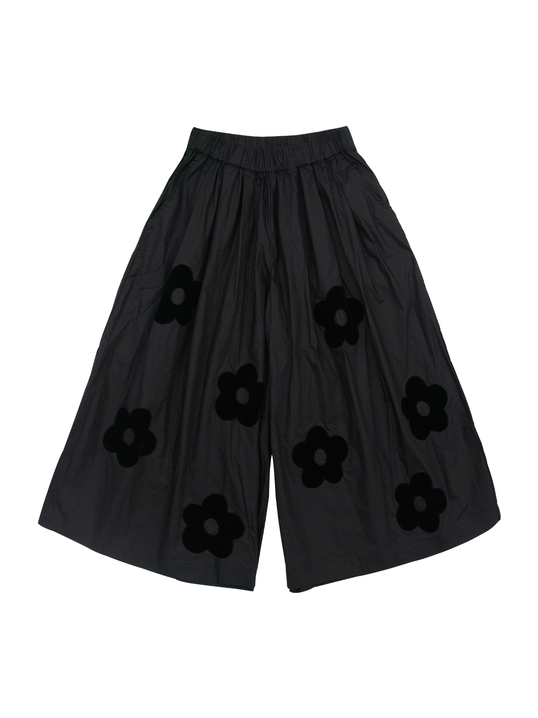 Jupe longue noire pour femme - Style pantalon, broderie florale, idéale pour les sorties décontractées du week-end, ambiance élégante et mystérieuse