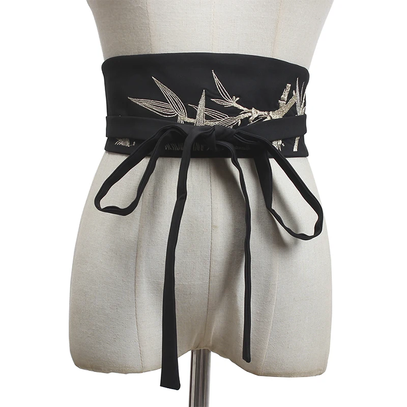 Corset large brodé de style vintage japonais pour femmes, ceinture de smoking, entrerobe, accories Haori Obi