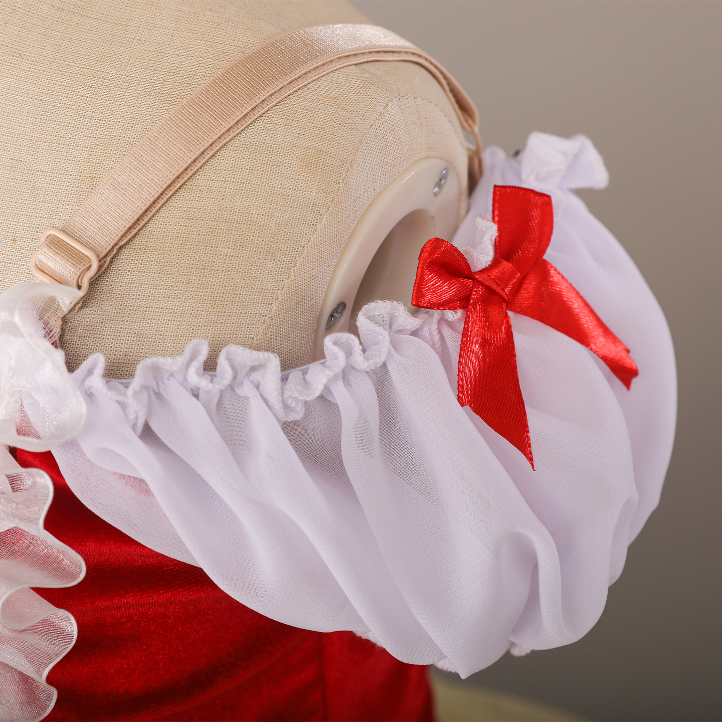 Robe de tutu de ballet professionnelle, jupe en tulle gaze coupe trapèze, rouge et blanc, manches bouffantes, nœud, costume de danse pour scène de princesse fée