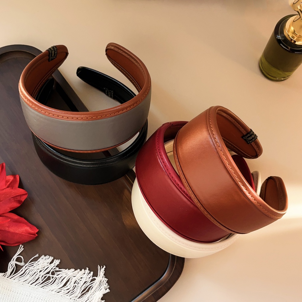 Nouveau 2025 rétro PU cuir bandeaux larges Turbans anti-dérapant cerceau bandeau élégant cheveux accessoires femmes filles articles de mode cadeaux
