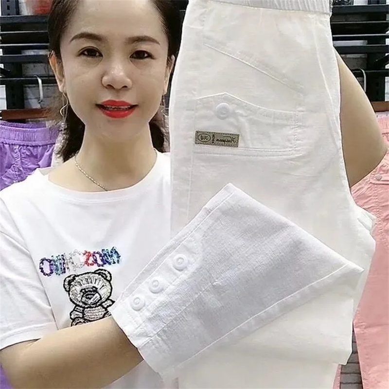 Pantalon coréen pour femmes, taille haute, en coton et chanvre, décontracté, Slim, taille haute, ample, Harun, pour dames, nouvelle collection été 2026