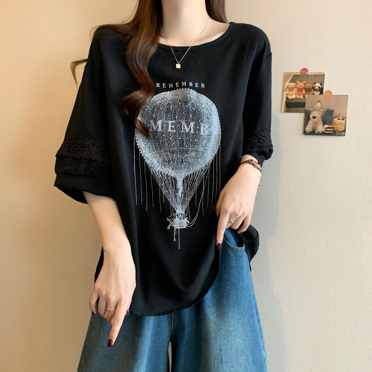 Vêtements pour femmes grandes tailles, populaires au printemps et en été, t-shirt ample et fin à imprimé, à manches courtes, à porter à l'intérieur et à l'extérieur