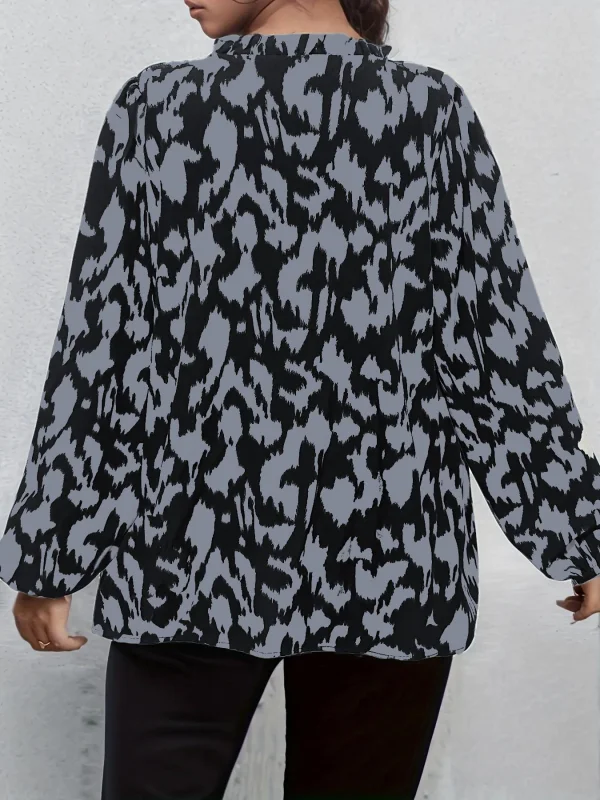 Chemise à manches longues pour femmes, grande taille 1XL-5XL, motif imprimé, col en v, confortable et respirante