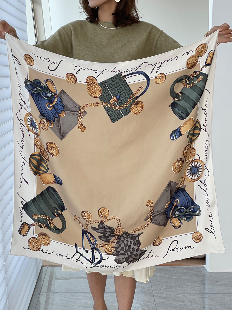 Foulard en soie sergé pour femmes, 90CM, Bandanas, marques de luxe, châles à roulettes, tête, cheveux, cou, accessoires de décoration, cadeau de noël