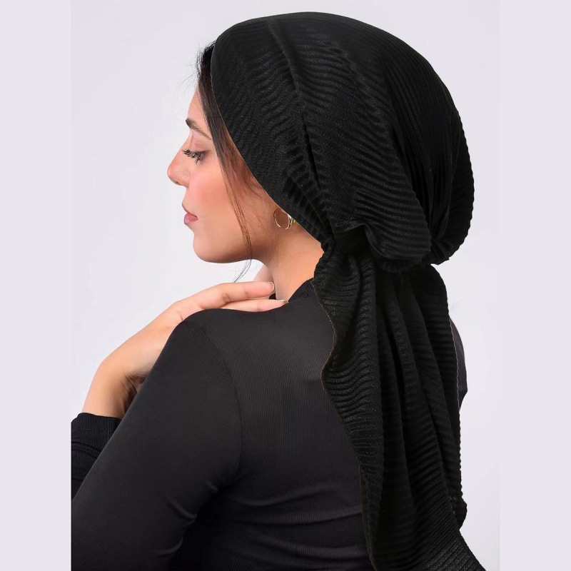 Foulard élastique de couleur unie, foulard d'extérieur multifonctionnel pour femmes, chapeau musulman Simple et décontracté
