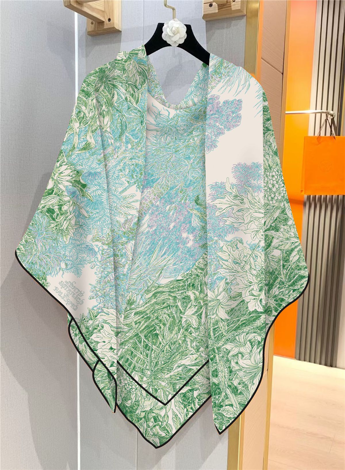 30% soie 70% cachemire écharpe femmes plantes roulées à la main, fleurs de la Jungle imprimer foulards carrés enveloppes Bandana grands Hijabs femme
