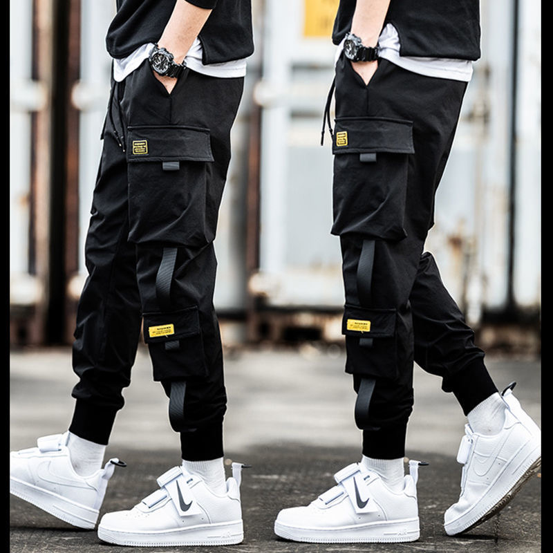 Pantalon cargo pour homme, décontracté, style hip-hop, couleurs tendance, plusieurs poches, streetwear, rubans, techwear, pantalon de survêtement pour garçons
