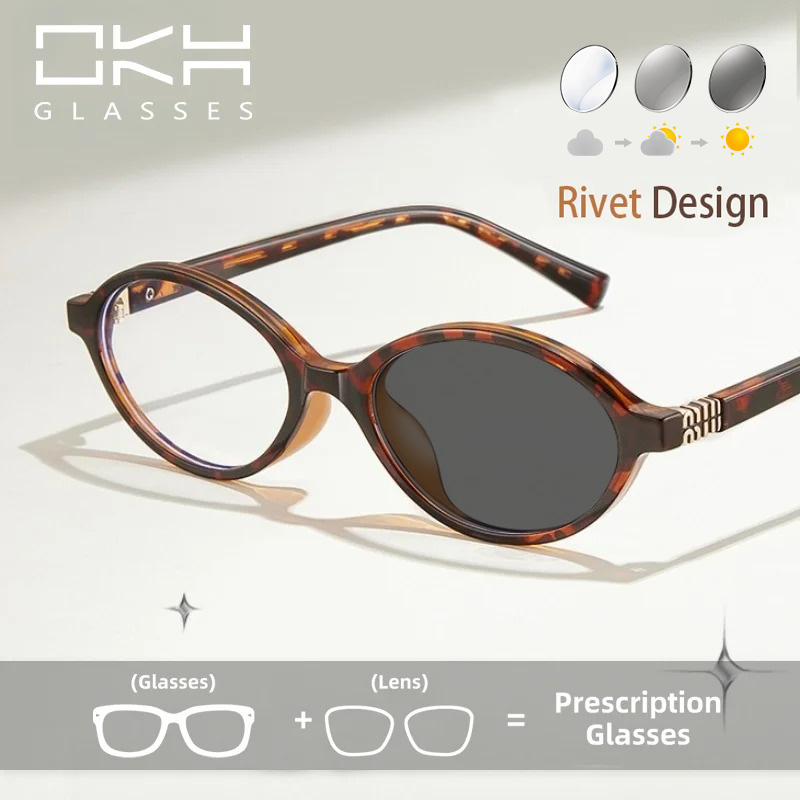 Lunettes de lecture ovales classiques OKH pour femmes, verres photochromiques, lunettes de prescription pour myopie, verres optiques avec prescription