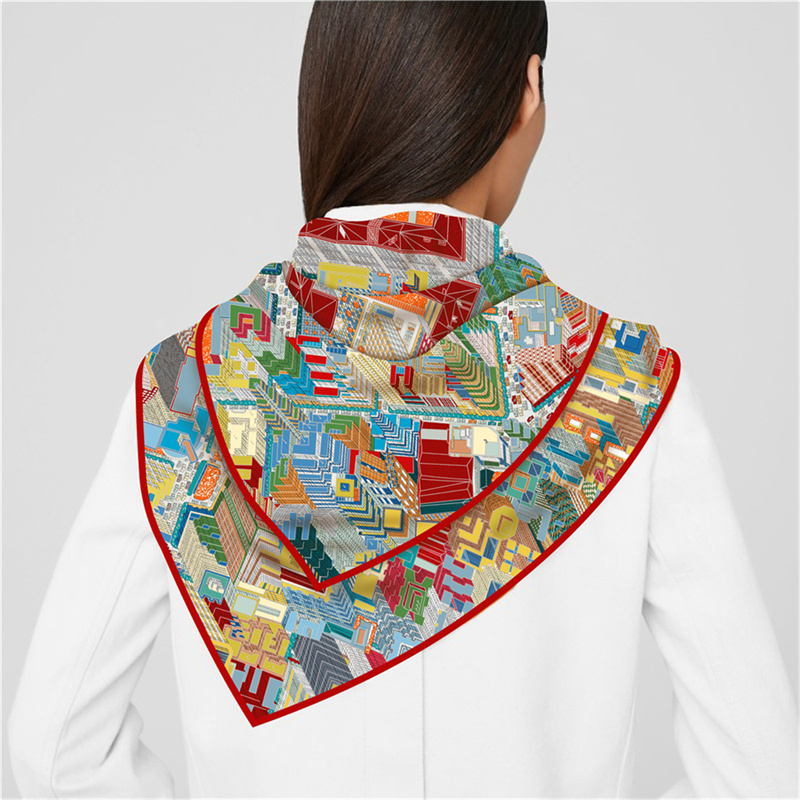 Injplanchers f-Foulards carrés College Magic City pour femmes, écharpes de tête, enveloppes, châles de plage, bandana, hijabs pour dames, 90cm