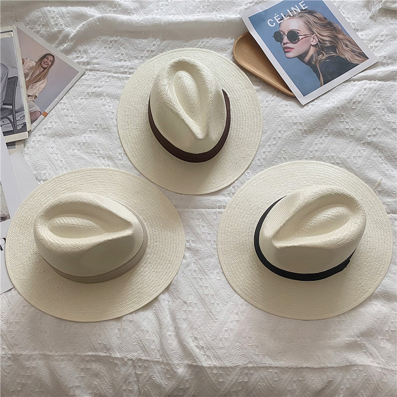 Chapeau Panama pour hommes Simple unisexe cinq points paille été voyage vacances chapeau de soleil chapeau rétro gorras para hombres