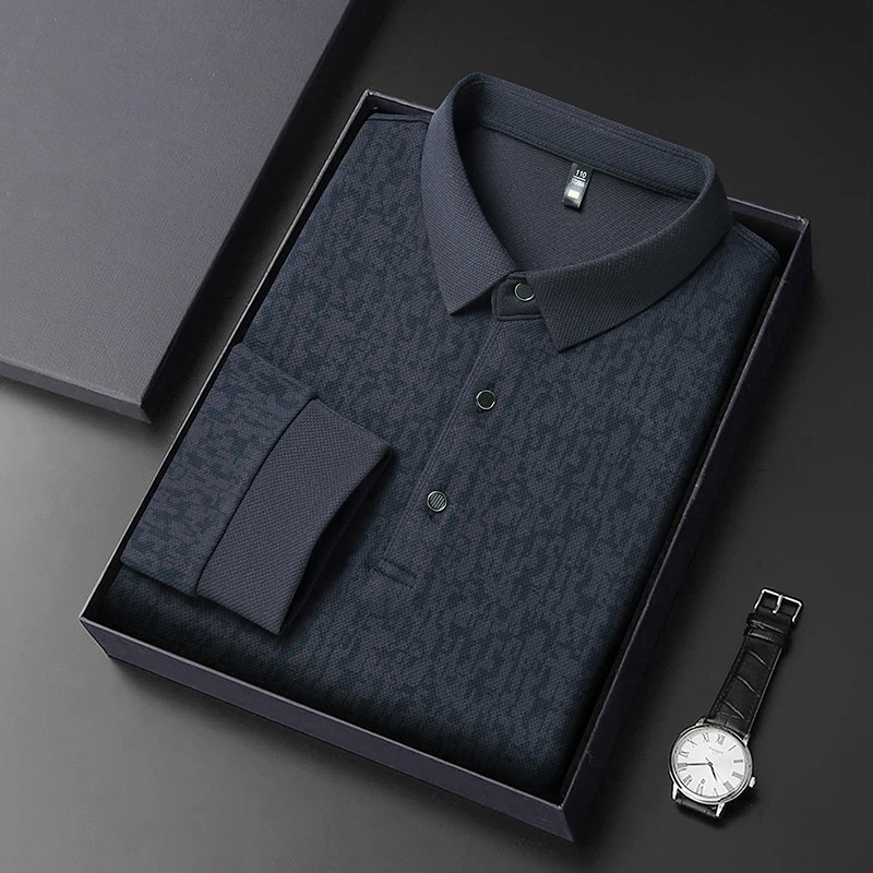 Nouveau Polo Homme 2026 à Manches Longues Imprimé Tendance Édition Coréenne – T-shirt d'Été Confortable et Polyvalent