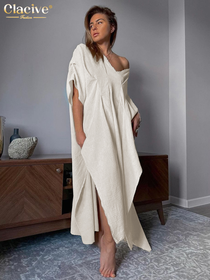ClacMarkets-Robe décontractée en coton abricot pour femme, demi-manches, longueur de rinçage, élégante robe femme classique, mode 2024