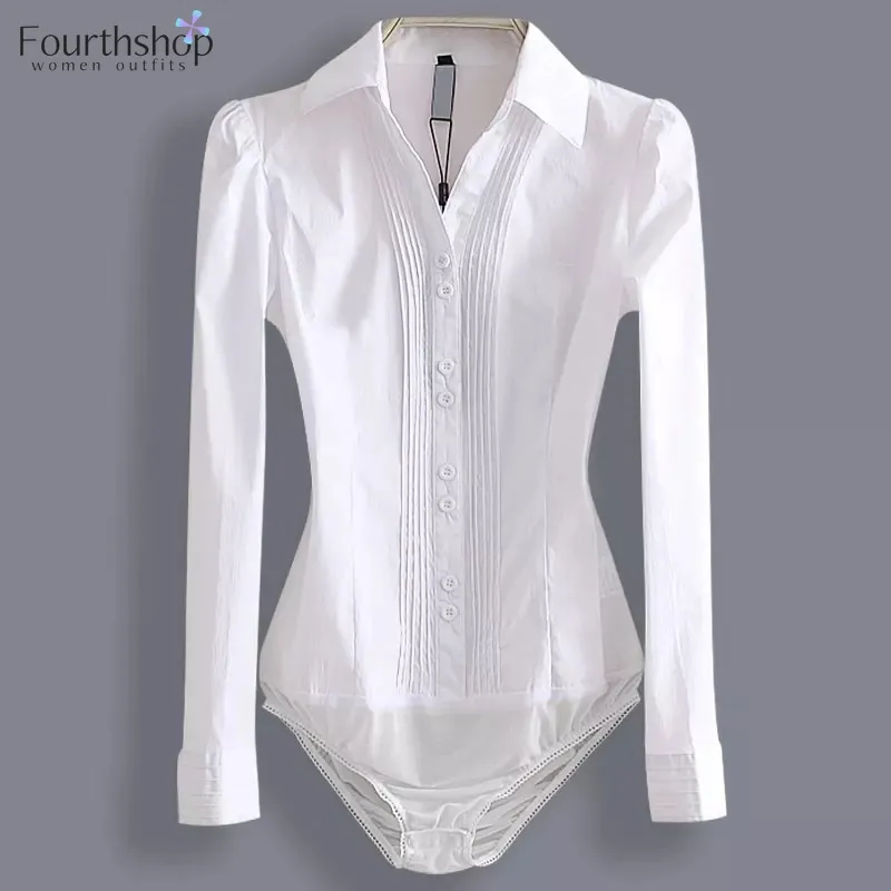 Tenues de travail de bureau, body à manches longues et courtes, chemises blanches, chemisiers noirs, barboteuse à la mode, salopette élégante pour femmes