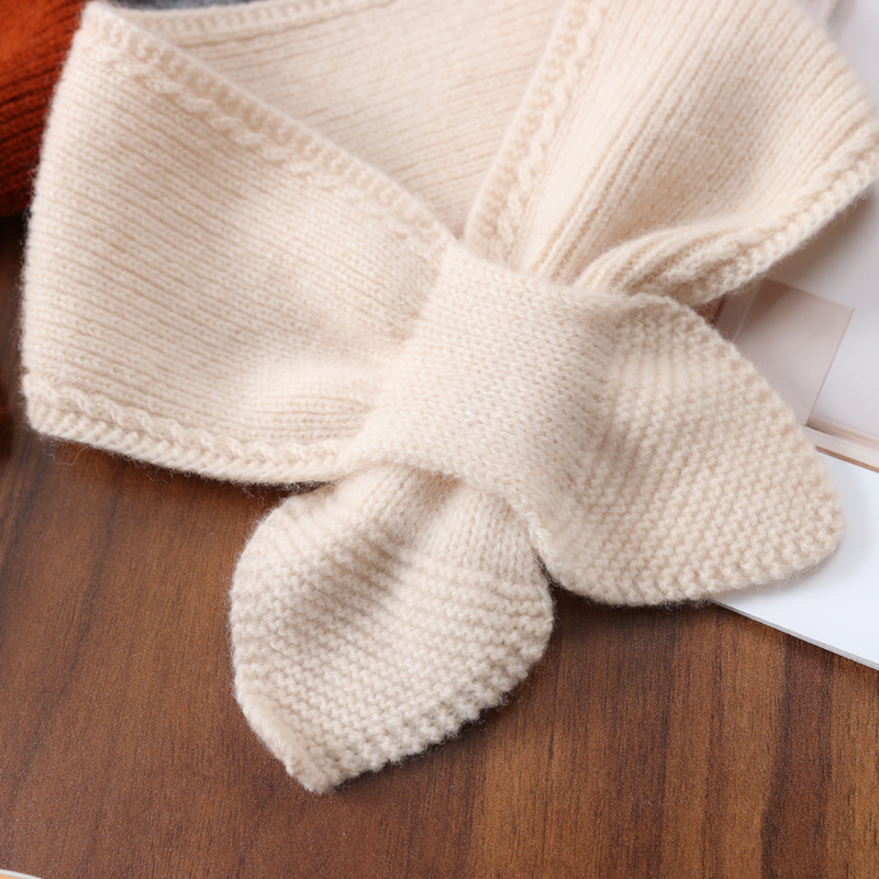 Écharpe annulaire 100% laine pour femmes, petit nœud papillon d'hiver, foulards croisés, mode coréenne, faux col, doux et chaud, 14x70cm