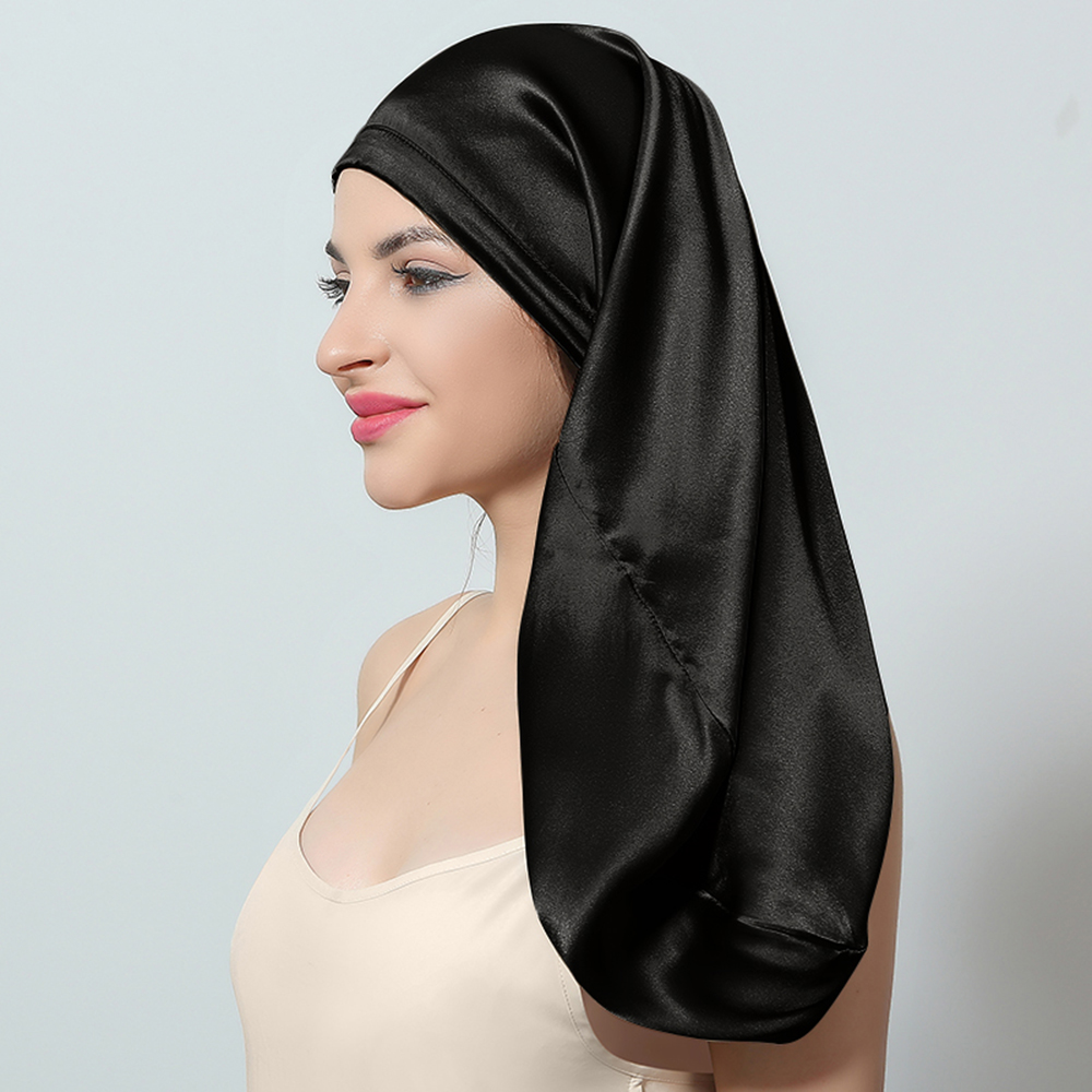 InjSleeping Hair Cap for Women, Long Hair, Night Sleep Cover for Hair Care, 16 Momme, 100%