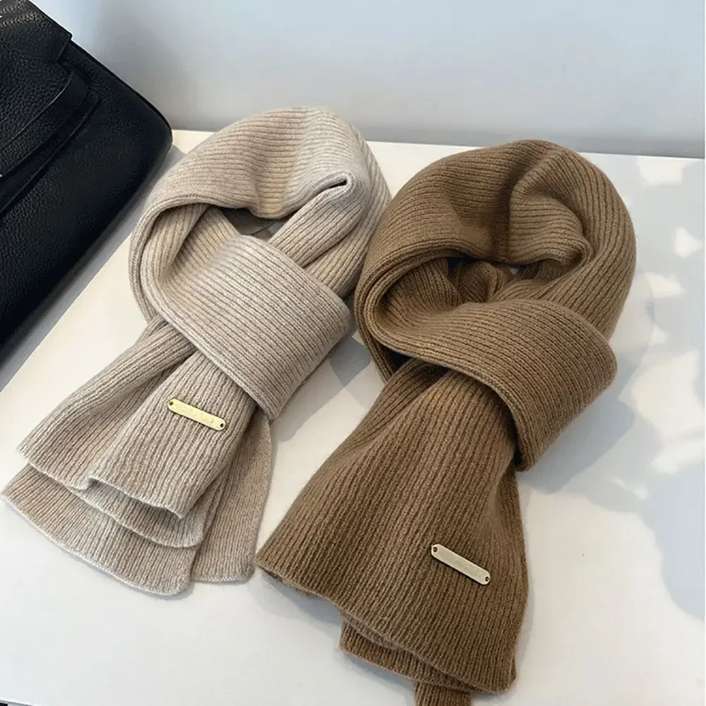 Hiver chaud foulard faux col couleur unie croix écharpe laine épaissir tricot écharpe cou plus chaud femmes filles