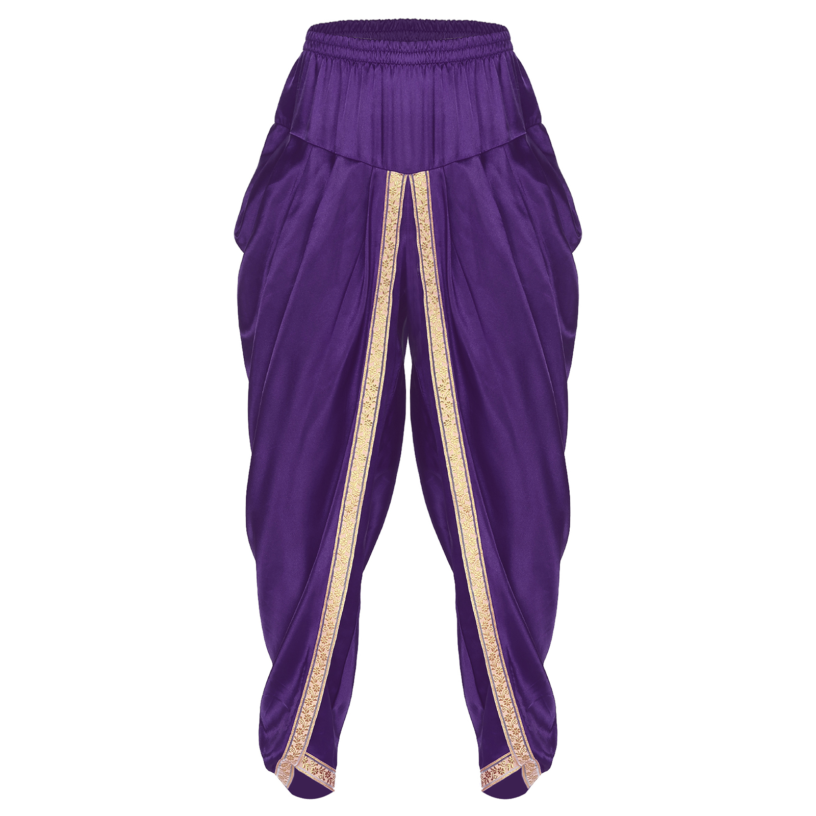 Costume de Prince arabe pour hommes, pantalon Dhoti en Satin SMen, décontracté, taille élastique, drapé, Baggy, vêtements de carnaval d'halloween