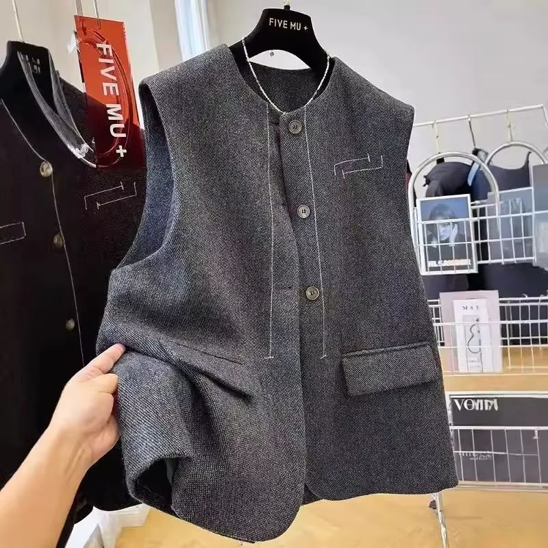 Gilet femme manteau 2025 printemps automne coréen haute qualité sans manches dames vêtements d'extérieur décontracté ample femme gilet veste
