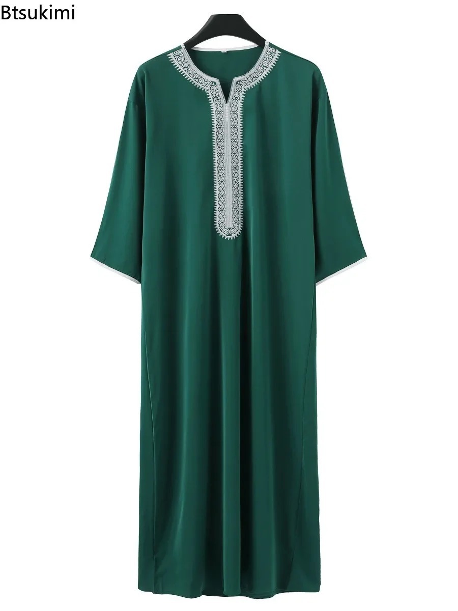 Vêtements musulmans traditionnels pour hommes, Eid, moyen-orient, Jubba Thobe, Robes musulmanes arabes à manches courtes, cadeau pour mari, 2026
