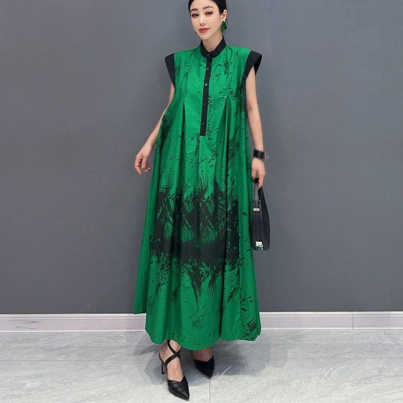 Robe imprimée vintage de style coréen pour femmes, robe d'été chic pour filles, mode chic, grande robe décontractée, nouveau, JJXD833