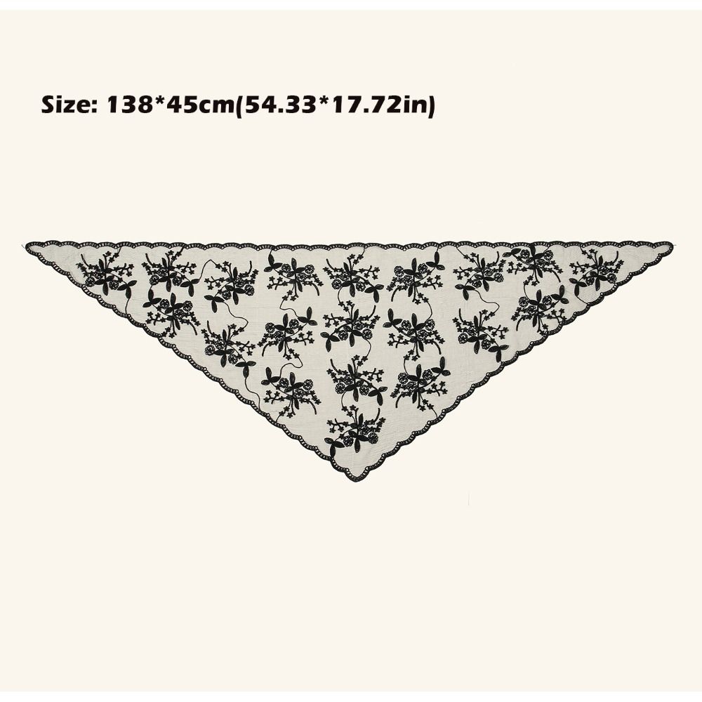 Nouveau foulard en dentelle ajourée, couleur unie, broderie, bandeau, foulard triangulaire fin vintage pour femme