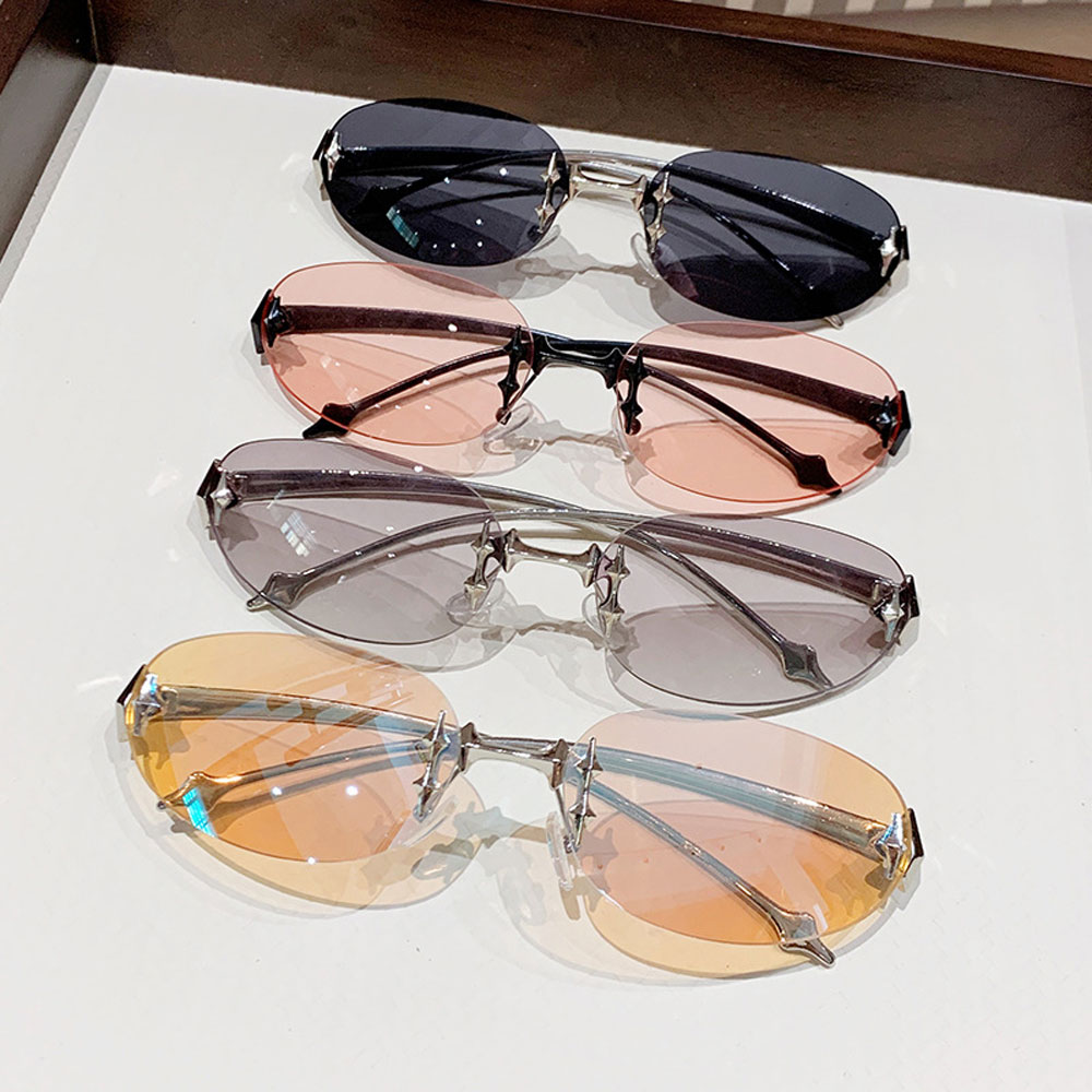 Nouvelles lunettes de soleil européennes et américaines 2026, style INS, ovales sans monture, mode haut de gamme, tendance vintage, version coréenne Y2K