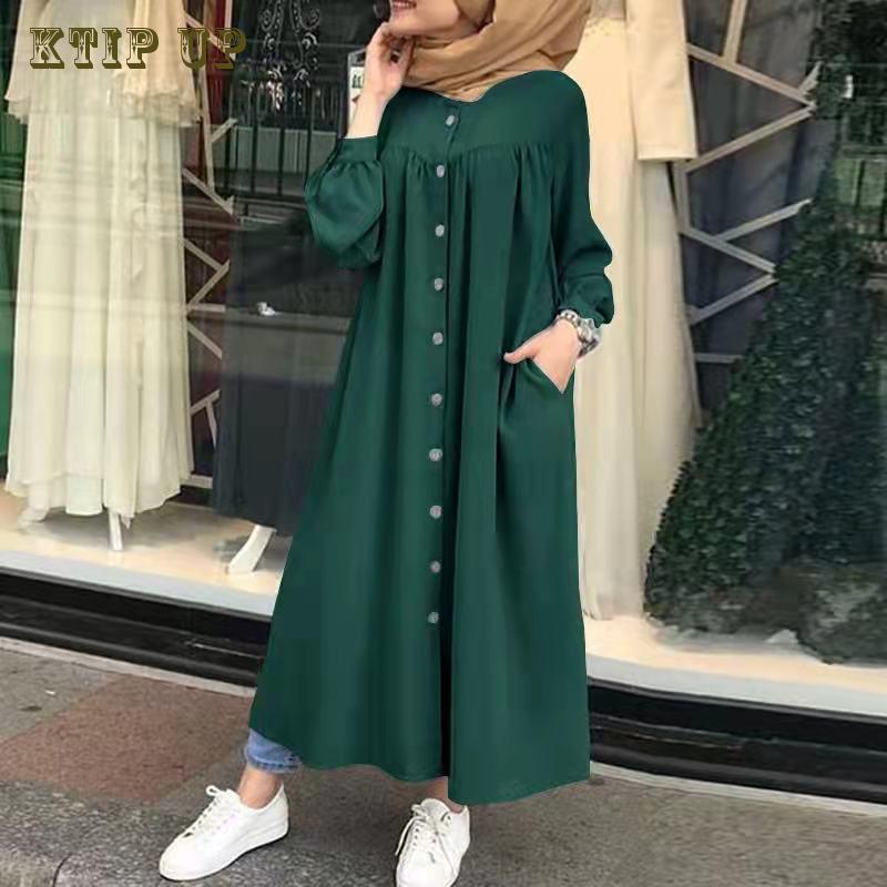 Robe longue Kimono musulmane Hijab pour femmes, Abaya de Dubaï, vêtements islamiques, chemise à boutons, robes Maxi, Abaya africaine