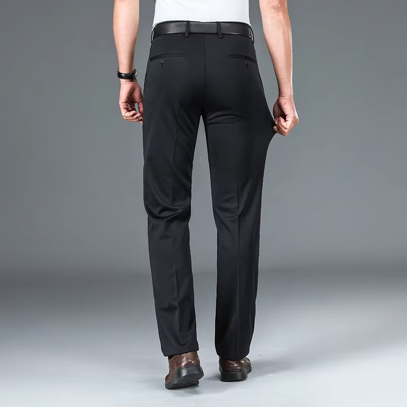 Pantalon de Costume Classique Grande Taille pour Homme, Coupe Droite Décontractée, Élastique, Idéal pour le Quotidien