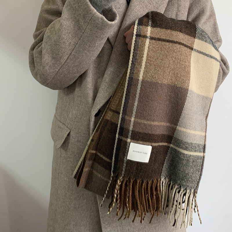 Mode rétro Plaid longue écharpe hiver chaud cachemire femmes filles Bandana foulards femme dame élégant gland hiver châle enveloppes