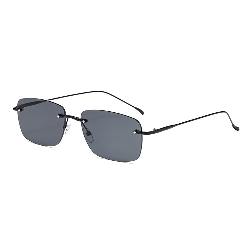 Lunettes de soleil carrées pour femmes et hommes, monture en métal, lunettes de soleil rectangulaires, lunettes ovales pour femmes, lunettes de soleil sans monture, lunettes pour hommes et femmes
